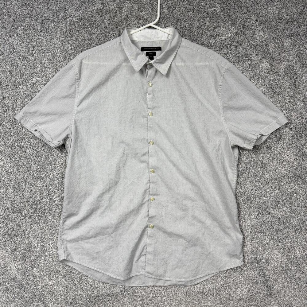 John Varvatos USA Luxe Button Up Shirt Mens XL Gray Striped Old Money Preppy